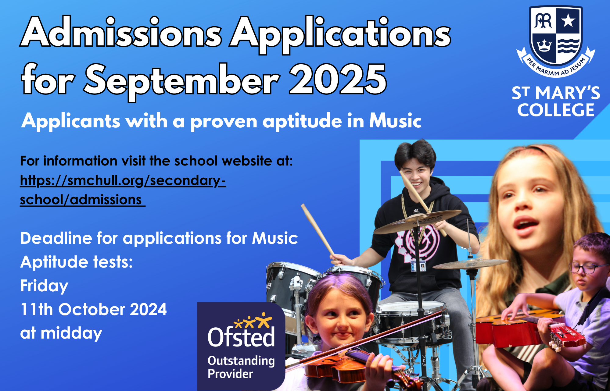 Music Aptitiude Admissions Applications for September 2025