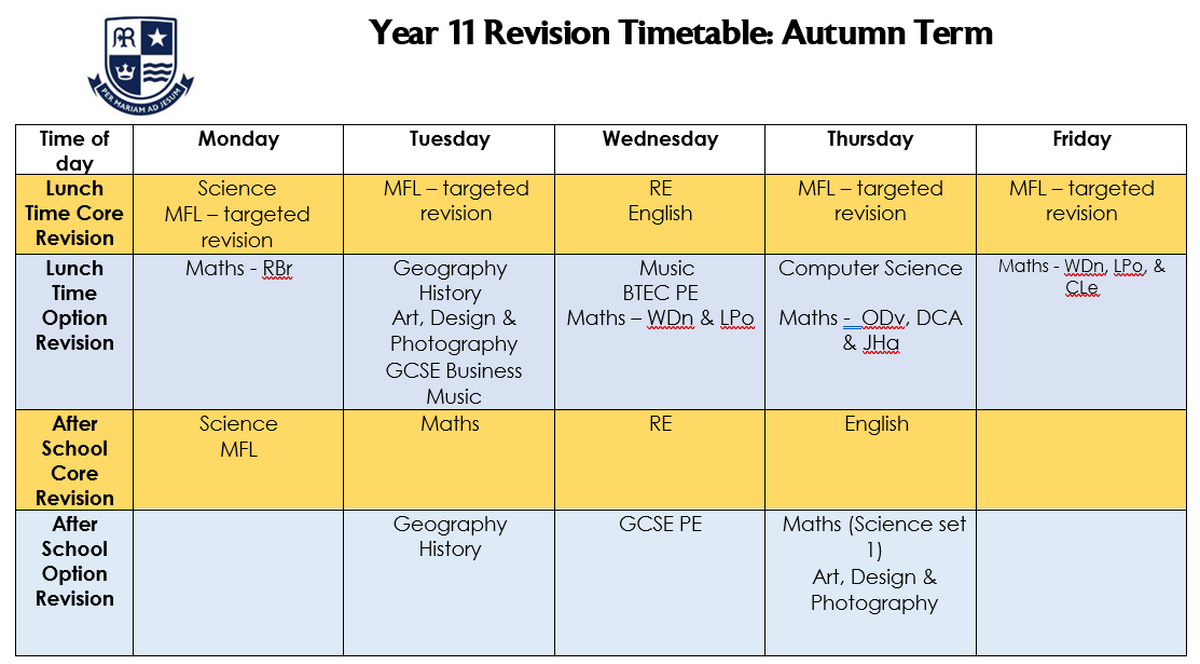 Y11 Revision TT Autumn 2024