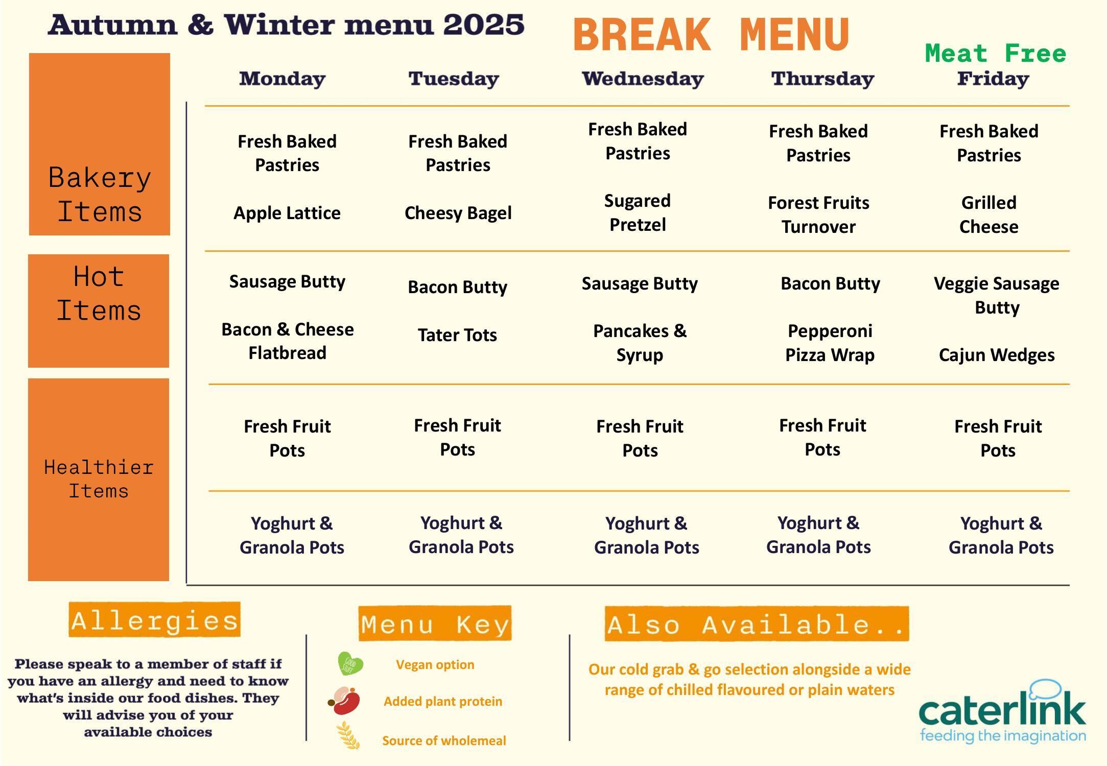 Autumn Winter 25 26 Break Menu St Marys College page 1